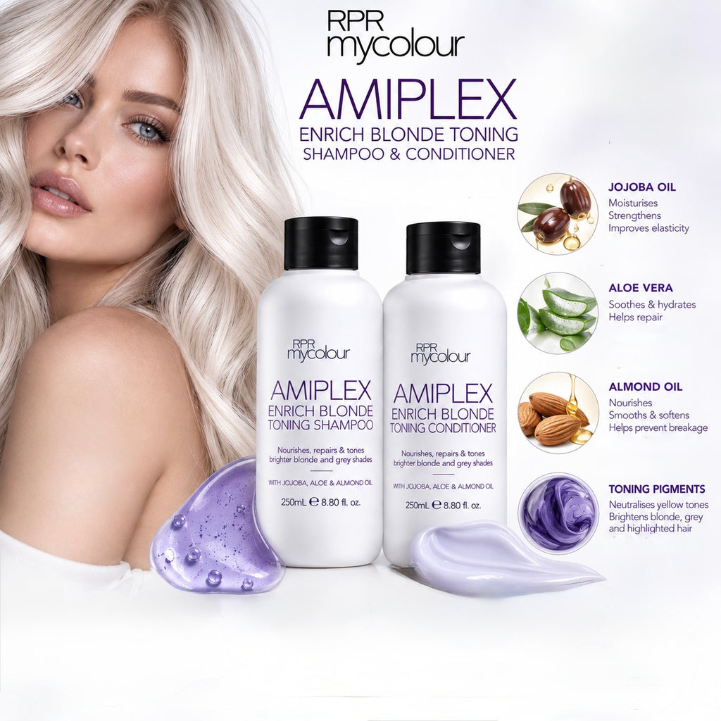 RPR Amiplex Enrich Blonde Toning Shampoo & Conditioner 250ml Duo