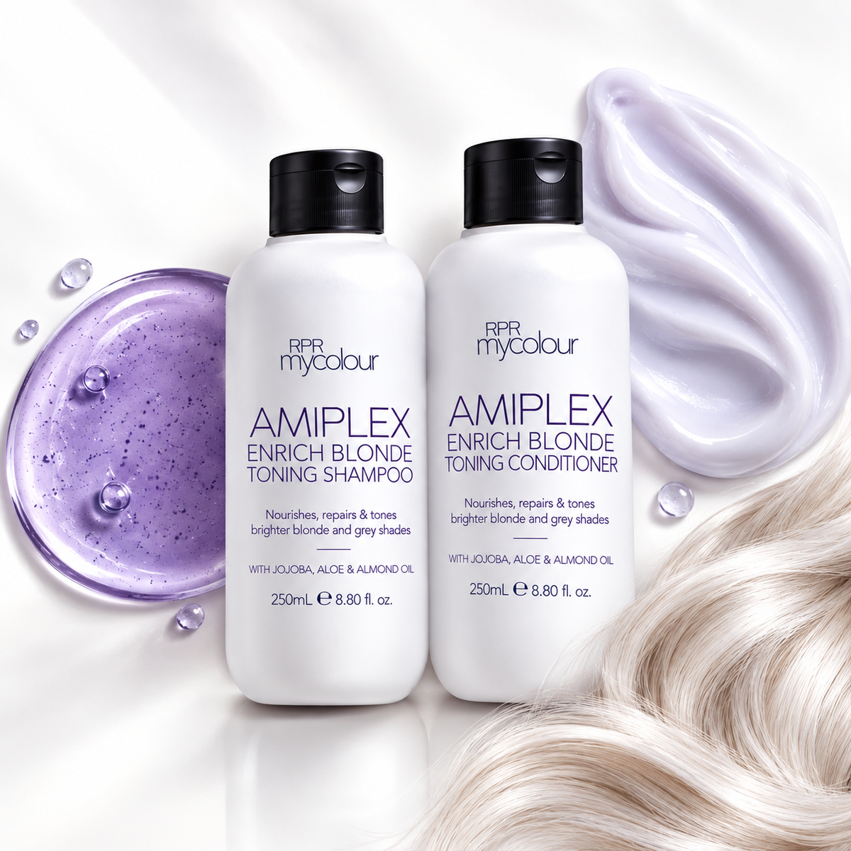 RPR Amiplex Enrich Blonde Toning Shampoo & Conditioner 250ml Duo